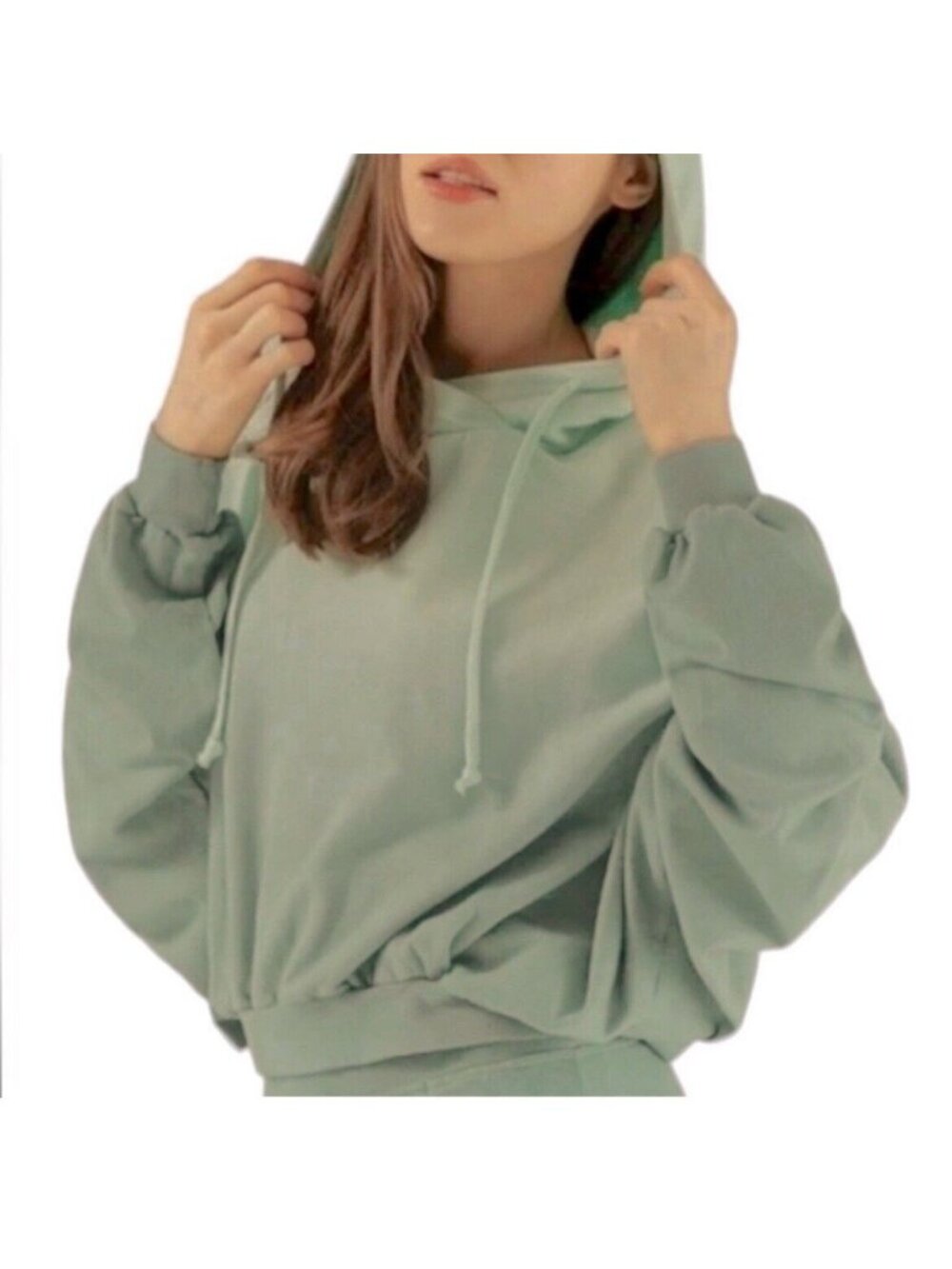 $145 YOUNG FABULOUS & BROKE Mint Green RAISSA Crop Hoodie Sweatshirt Boho M / L